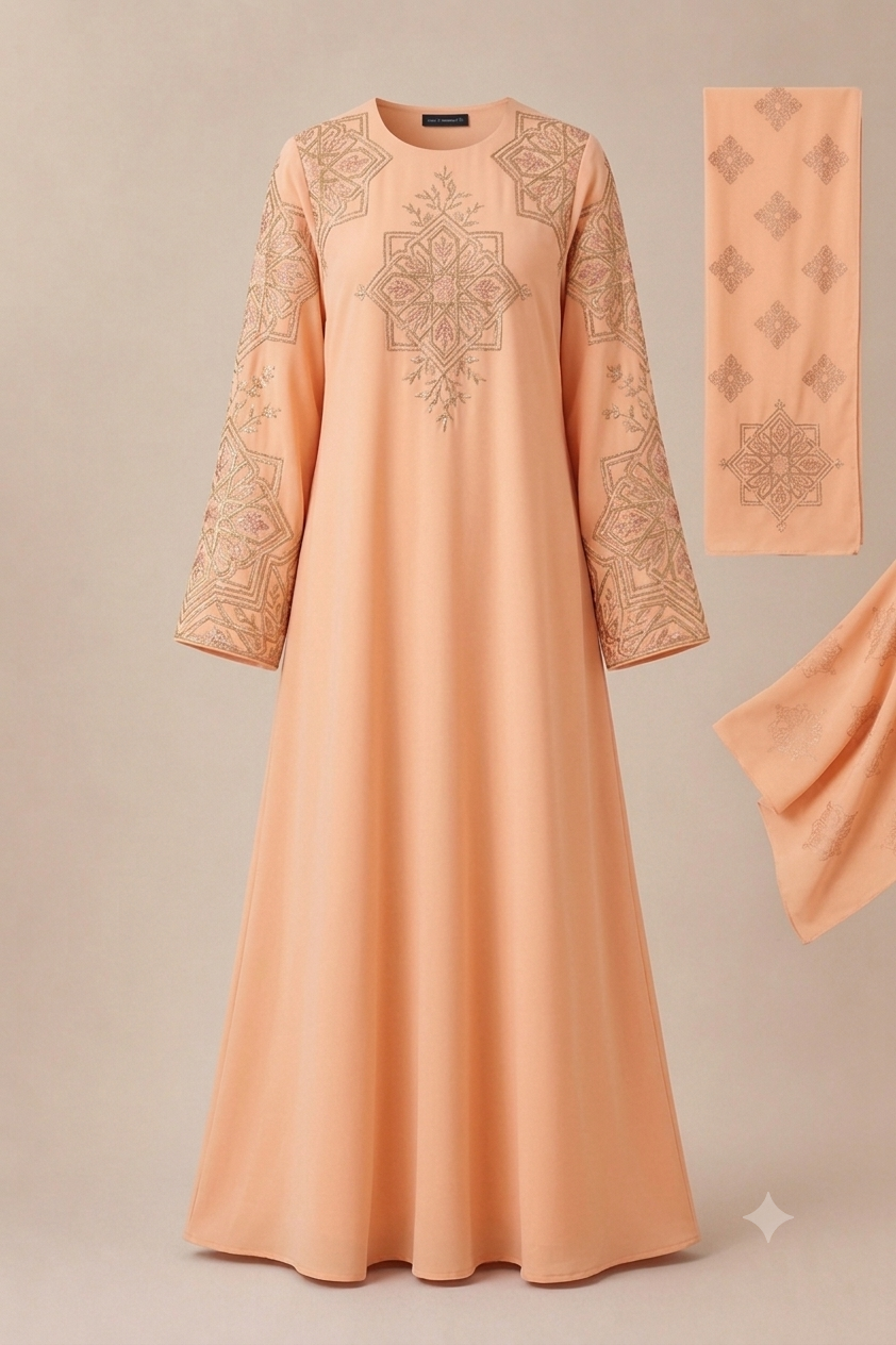 Plum Colour-Block Abaya