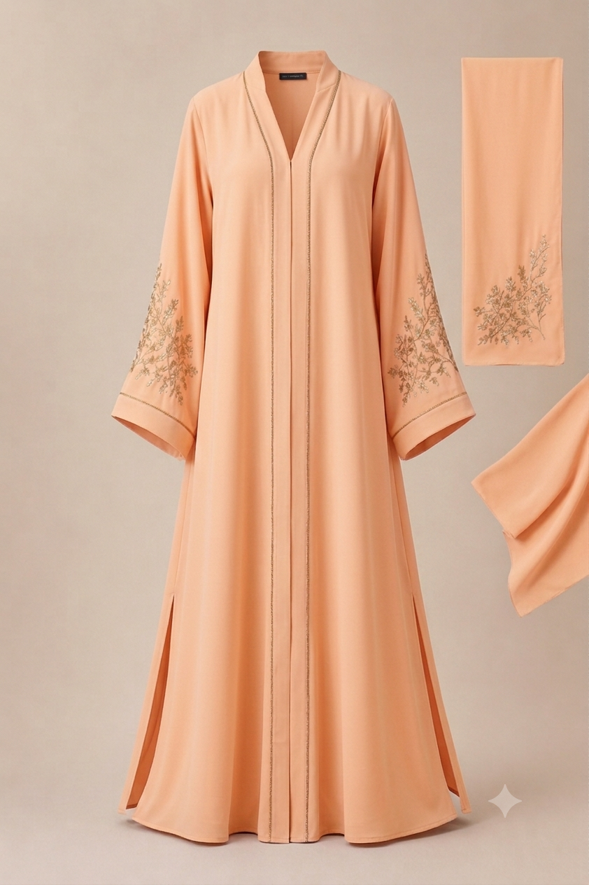 Mauve Embroidered Abaya